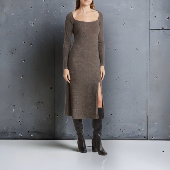 Astr | Grey Black Ribbed Midi Sweater Dress | S - Picture 1 of 5